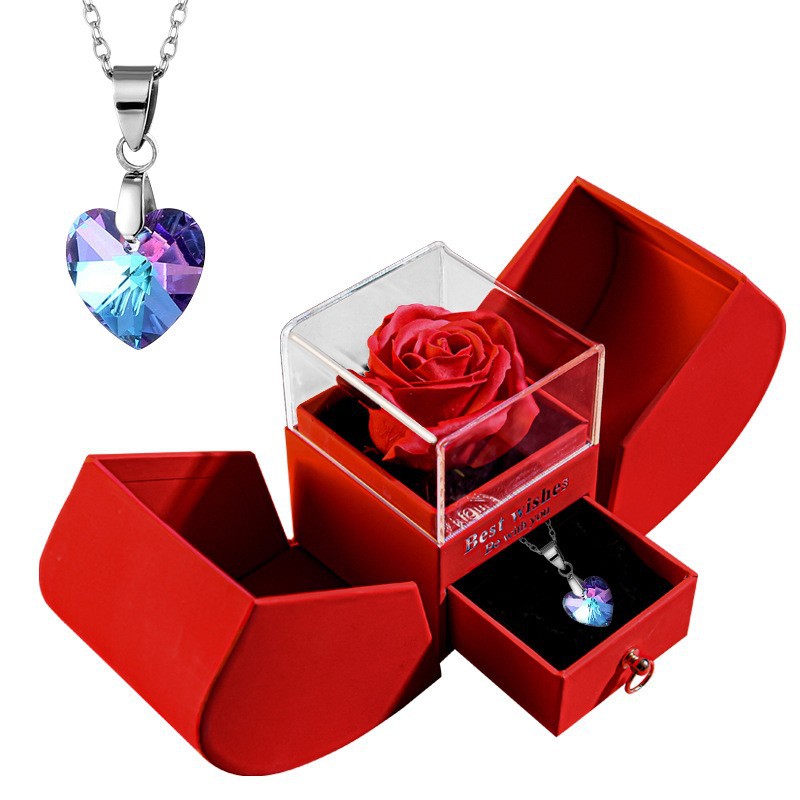 Eternal Rose Apple Gift Box Women Necklace Valentine's Day Wedding Jewelry