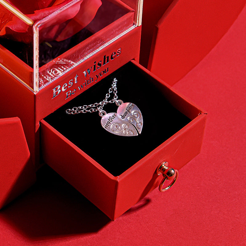Eternal Rose Apple Gift Box Women Necklace Valentine's Day Wedding Jewelry