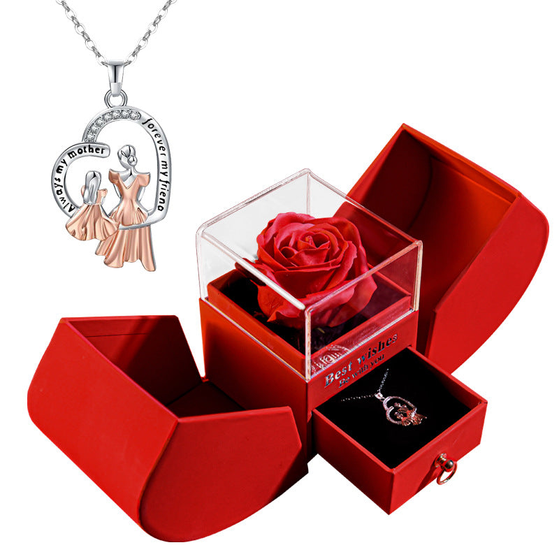 Eternal Rose Apple Gift Box Women Necklace Valentine's Day Wedding Jewelry