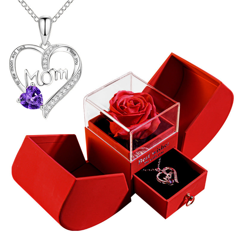 Eternal Rose Apple Gift Box Women Necklace Valentine's Day Wedding Jewelry