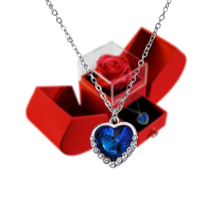 Eternal Rose Apple Gift Box Women Necklace Valentine's Day Wedding Jewelry