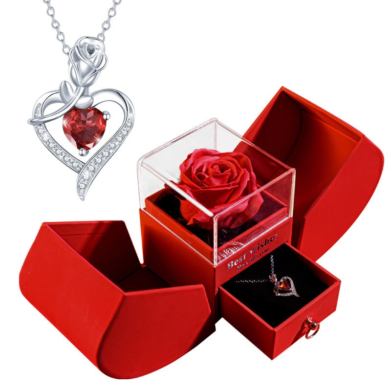 Eternal Rose Apple Gift Box Women Necklace Valentine's Day Wedding Jewelry